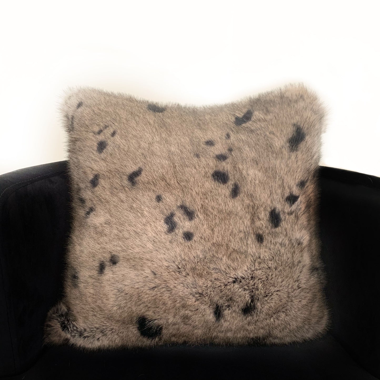 Plutus Gray Gunmetal Two Tone Animal Faux Fur Luxury Throw Pillow