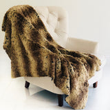 Beige and Brown Chinchilla Faux Fur Luxury Throw