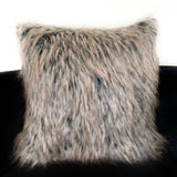 Plutus Gray Foxy Brown Gray Animal Faux Fur Luxury Throw Pillow