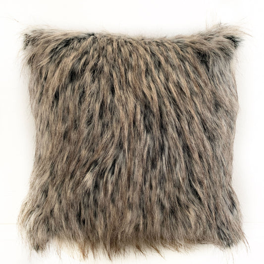 Plutus Gray Foxy Brown Gray Animal Faux Fur Luxury Throw Pillow