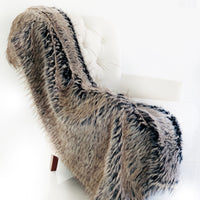 Foxy Brown Gray Plush Handmade Luxury Faux Fur Throw