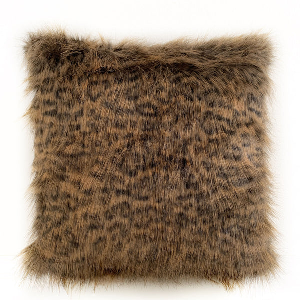 Plutus Brown Tawny WildCat Animal Faux Fur Luxury Throw Pillow