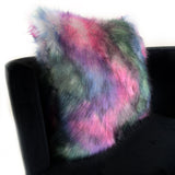Plutus Green, Purple, Blue Northern Lights Animal Faux Fur Luxury Throw Pillow