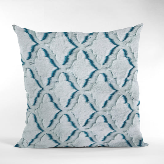 Plutus Light Blue Diamond Animal Faux Fur Luxury Throw Pillow