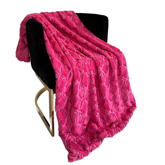 Plutus Fuchsia Purple Diamond Faux Fur Luxury Throw Blanket