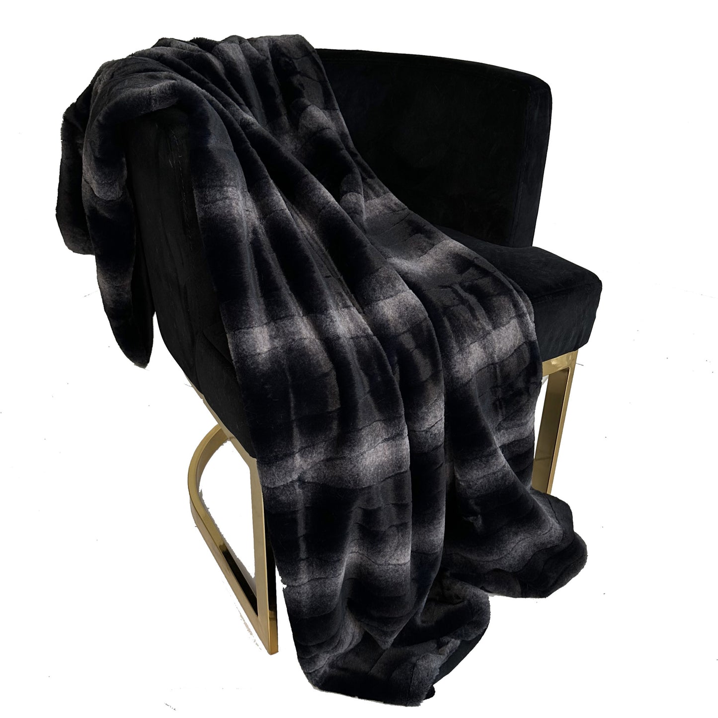 Plutus Black Graphite Furever Faux Fur Luxury Throw Blanket