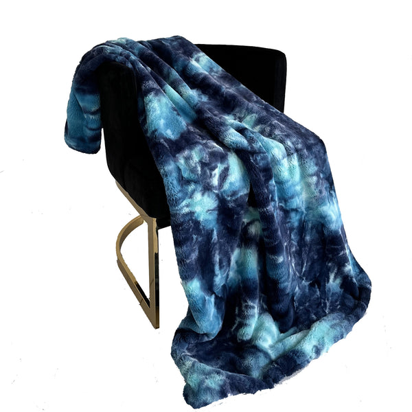 Plutus Blue Fureal Faux Fur Luxury Throw Blanket