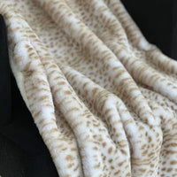Plutus Brown Taupe Savannah Cat Faux Fur Luxury Throw Blanket