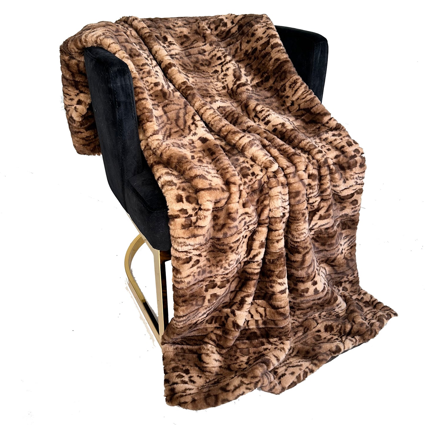 Plutus Brown Luxe Lash Faux Fur Luxury Throw Blanket