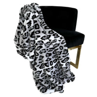Plutus Gray Silver Jaguar Faux Fur Luxury Throw Blanket