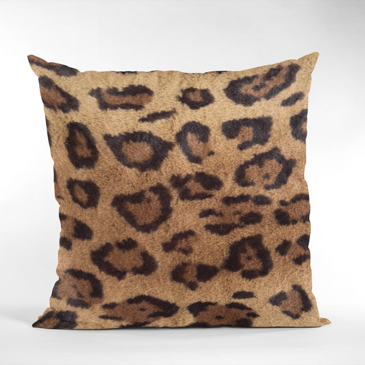 Plutus Brown Jaguar Animal Faux Fur Luxury Throw Pillow