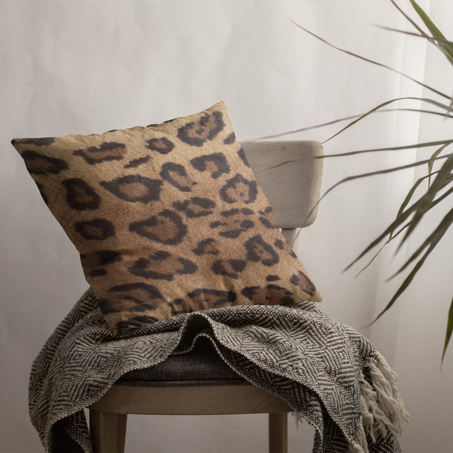 Plutus Brown Jaguar Animal Faux Fur Luxury Throw Pillow