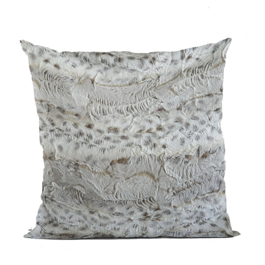 Plutus Taupe Lynx Animal Faux Fur Luxury Throw Pillow