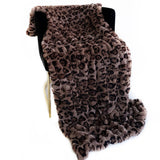 Plutus Brown Leopard Faux Fur Luxury Throw Blanket