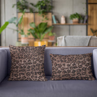 Plutus Brown Leopard Animal Faux Fur Luxury Throw Pillow