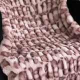 Plutus Pink Leopard Faux Fur Luxury Throw Blanket