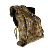 Plutus Brown Gold Chinchilla Faux Fur Luxury Throw Blanket