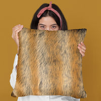 Plutus Brown Gold Chinchilla Animal Faux Fur Luxury Throw Pillow