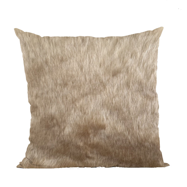Plutus Brown Gold Rabbit Animal Faux Fur Luxury Throw Pillow